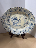 Large Blue And White Turkey Platter