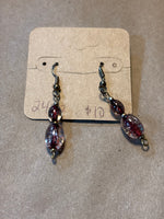 Clear/Red Beaded Earrings