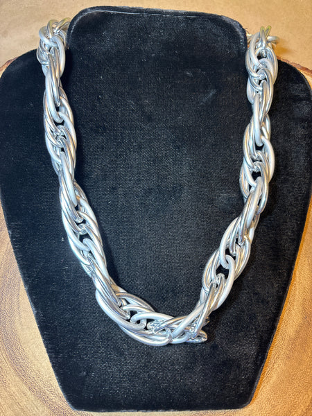 Silver Oval Linked Necklace