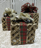 Trio of Farmhouse Jute Wrapped Decorative Christmas Presents