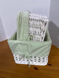 Green Gingham Sabrina White Wicker Baskets By Pottery Barn Kids - Pair