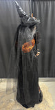 (A) 5.5FT Broomstick Boulevard Pumpkin Halloween Witch