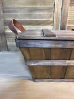 Harry And David Wooden Basket With Faux Leather Handles