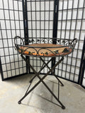 Round Metal Folding Accent Tray Table