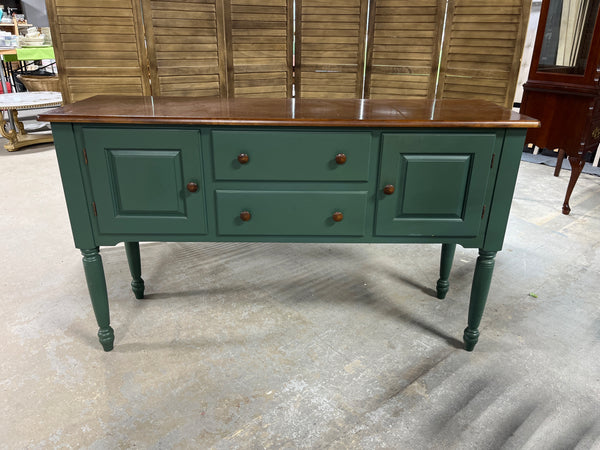 Nichols & Stone Buffet, green base with dark wood top