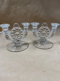 Pair Of Westmoreland Thousand Eye Glass Candle Stick Holders