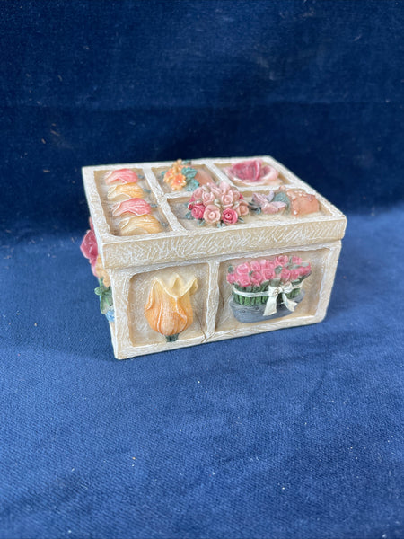 Lidded Trinket Box, Floral Carvings