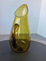 Blenko Style Amber Slanted Blown Glass Pitcher