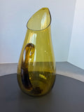 Blenko Style Amber Slanted Blown Glass Pitcher