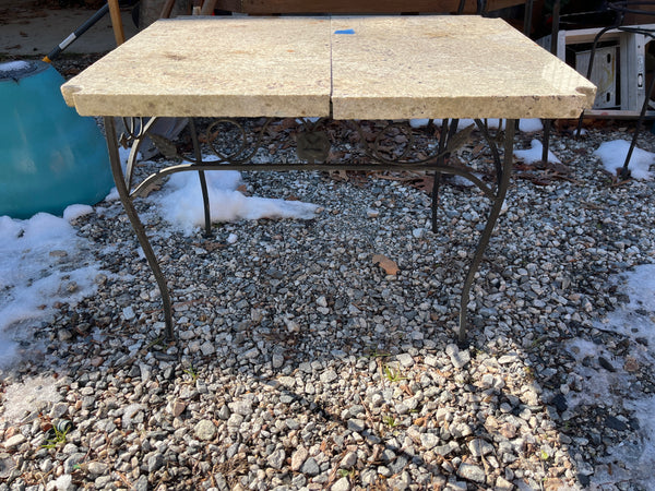 Patio Side Table with 2 Piece Granite Top