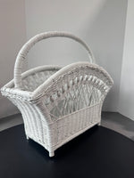 White Wicker Vintage Divided Magazine Basket