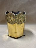 (A) Heavy Ornate Footed Brass Planter