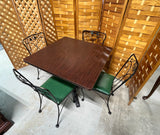 Square Table with (4) Vintage Metal Chairs