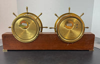 Seth Thomas Helmsman Ship’s Wheel Brass Clock & Barometer on Personalized Stand
