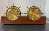 Seth Thomas Helmsman Ship’s Wheel Brass Clock & Barometer on Personalized Stand