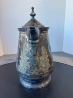 Antique 1868 JAS Stimpson Double Wall Silver Plate Ice Pitcher
