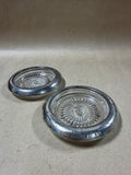 Pressed Glass & Sterling Silver Coasters - Pair
