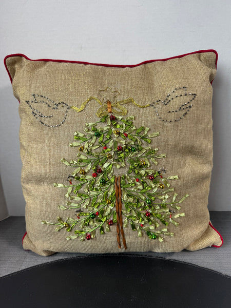 Jingle Bell Embellished Christmas Throw Pillow