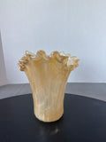 Ruffled Amber Colored Murano Style Ruffled Vase