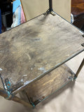Vintage Petite 2 Tier Side Table on Caster, with Brass Legs and Pineapple Accents