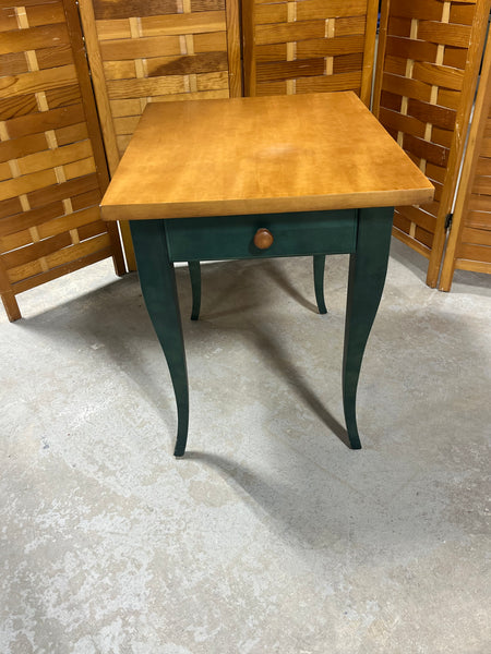 Lane Two Tone End Table with Drawer (dark green/wood tone)