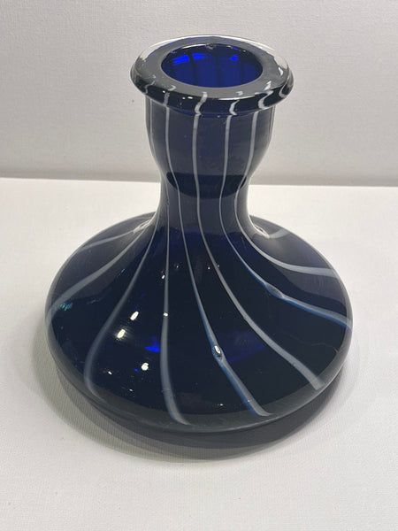 Heavy Cobalt Blue & White Striped Vase/Hookah Base