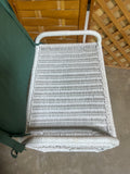 White Wicker Petite Bench/Ottoman with Cushion