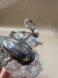 Pair Of Small And Large Vintage Sterling Silver Swan Salt Cellars