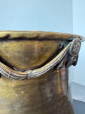 Floral Swag Vintage Hammered Brass Cachepot