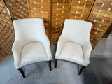 Upholstered Chairs with Tack Accents, Set of 2, Linen Color Fabric (Set A)