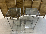 Metal and Glass Top Plant Stands, (2)