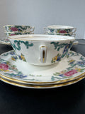 (H) 12-Piece Royal Doulton England The Majesty Collection Floradora Cream Soup Bowls & Saucers Set