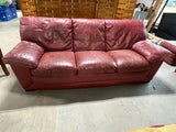 Natuzzi Leather Sofa, deep red tone