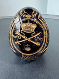 Fabergé Style Russian Amethyst Gilt Etched Glass Egg