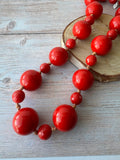C&B Stamped Long Red Beaded Necklace