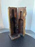 Hand Carved Wooden Owl Hidden Wine Bottle Holdee