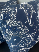 Pair of Navy & White Paisley Embellished Throw Pillows