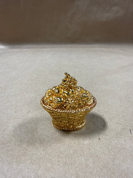 Gold Enamel WMF Germany Fruit Basket Pill Box READ DESCRIPTION