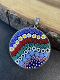 Millefiori Floral Sterling Silver Pendant
