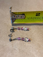 Clear/Pink Beaded Earrings