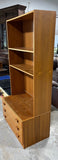 Denka Teak Veneer Mid Century Modern Three Drawer Cabinet with Bookcase Hutch