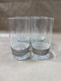 Clear Drinking Glasses With Rhinestone Strip - Set Of 4
