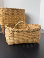 Pair of Primitive Style Light Wooden Woven Baskets