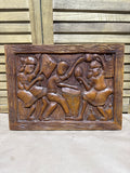 Hand Carved African Dancers Wooden Plaque