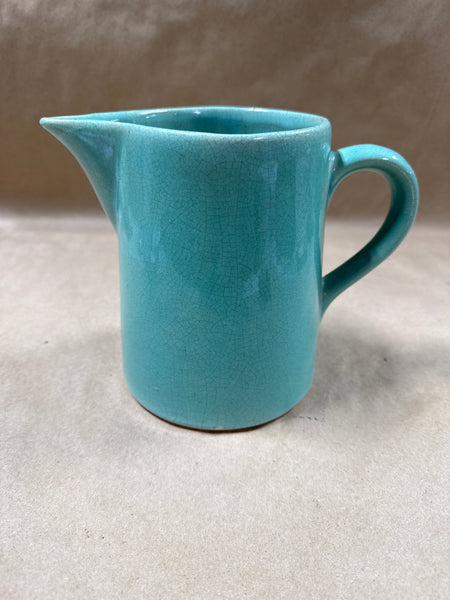 Teal Unmarked Pottery Pitcher