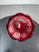 (B) Fostoria Ruby Red Coin Glass Covered Pedestal Urn