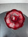 (B) Fostoria Ruby Red Coin Glass Covered Pedestal Urn