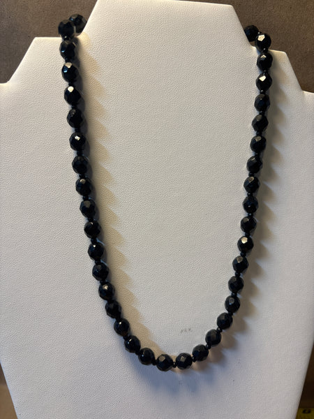 Black Faceted Beaded Necklace