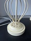 Pair of Cream Metal Cage Style Lamps with Blue & White Toile Shades (WORKS)