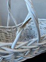Pair of White Woven Wicker Baskets